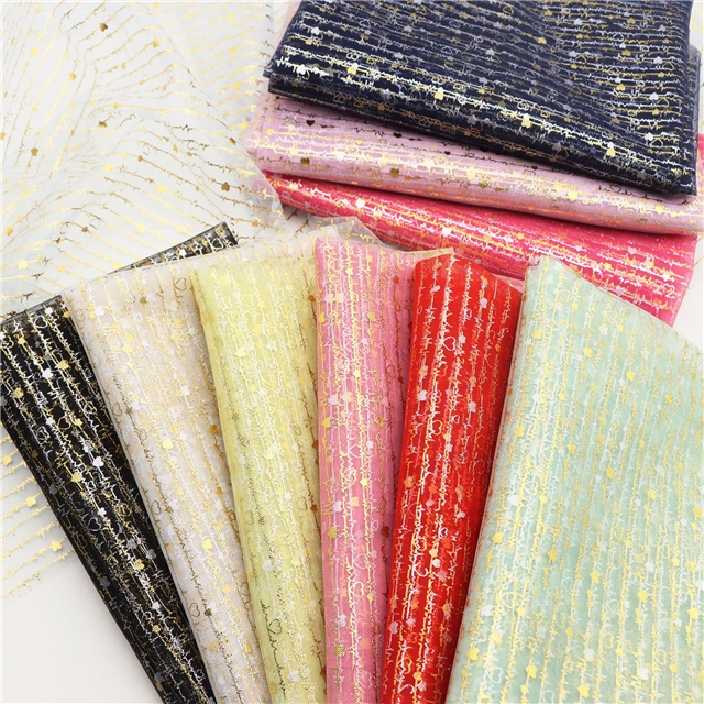 gold hot stamping heartbeat mesh fabric