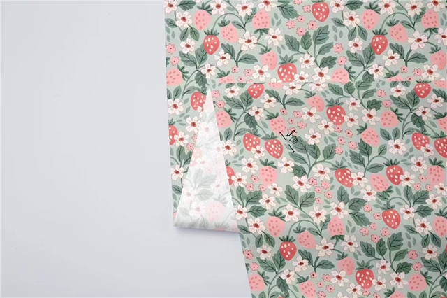 flower strawberry 21 cotton twill bottom watermark fabric