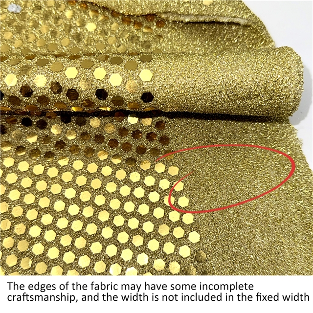 gold and silver wire hexagon sequins fabric