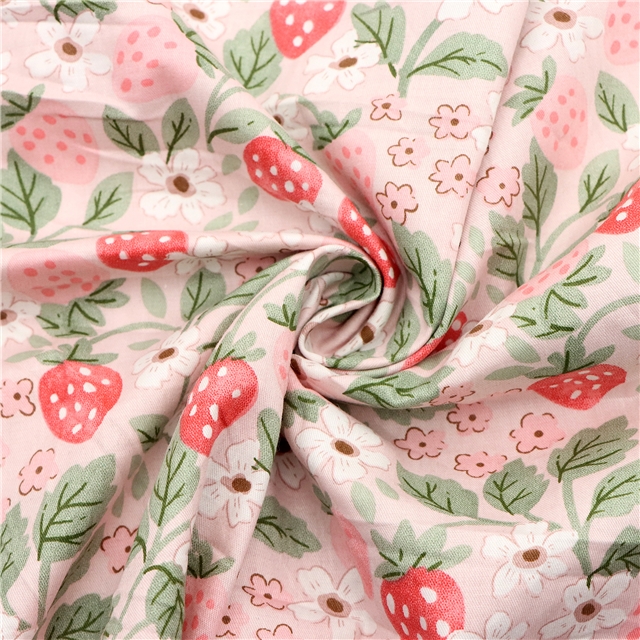 flower strawberry 21 cotton twill bottom watermark fabric