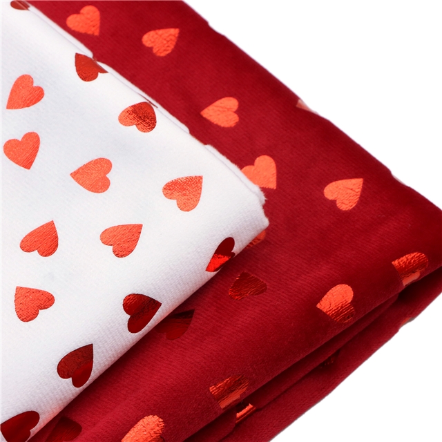red hot stamping heart short plush fabric white,50*150cm(19.7*59.1