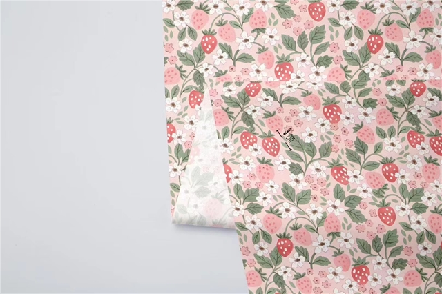 flower strawberry 21 cotton twill bottom watermark fabric