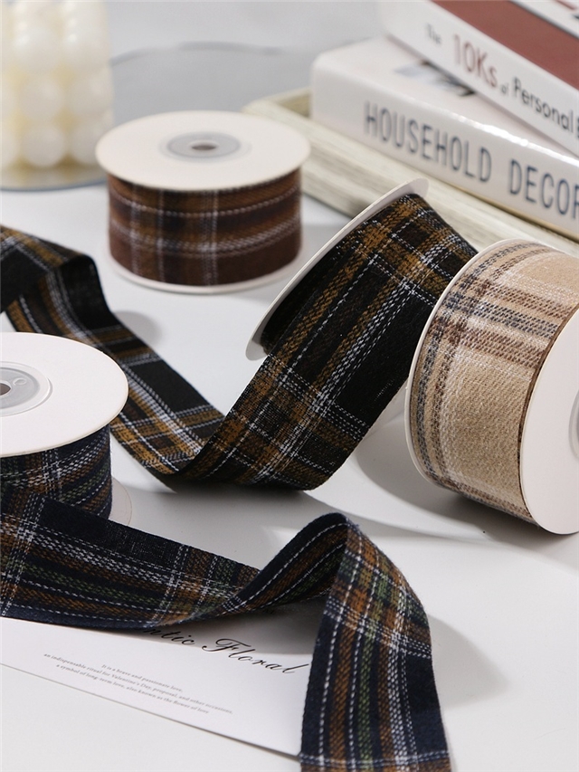 color blocked single-sided plush grid woven tape