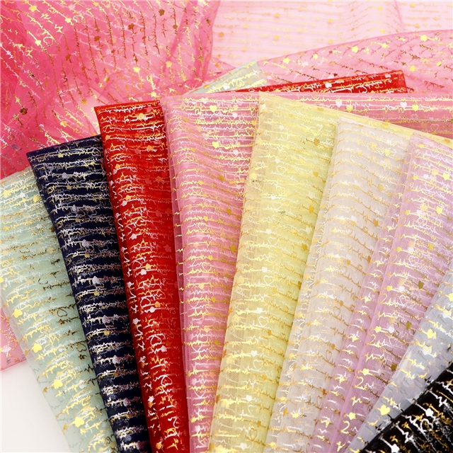 gold hot stamping heartbeat mesh fabric