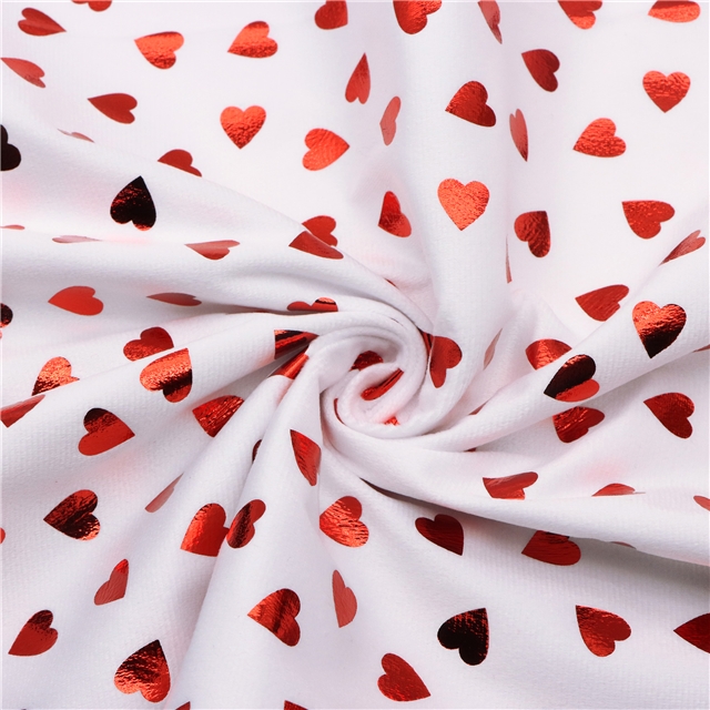 red hot stamping heart short plush fabric white,50*150cm(19.7*59.1