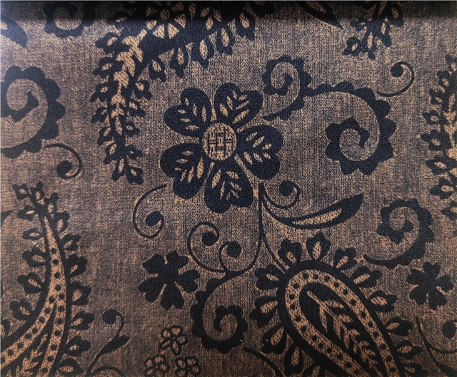 geometric cashew pattern printed suede fabric