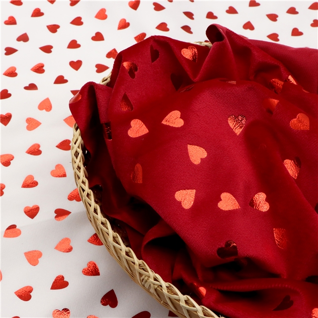 red hot stamping heart short plush fabric white,50*150cm(19.7*59.1