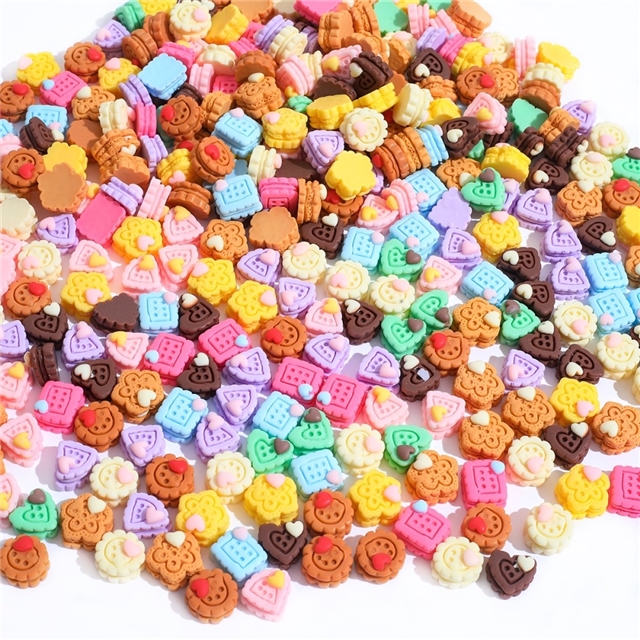 resin heart flower biscuit Mini 3d resin accessories(Random style)