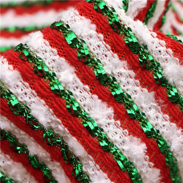2 ways christmas colored gold striped jacquard knitted fabric