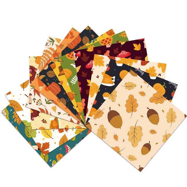 autumn thanksgiving pumpkin leaf gift packaging paper set