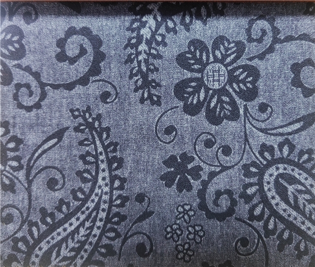 geometric cashew pattern printed suede fabric