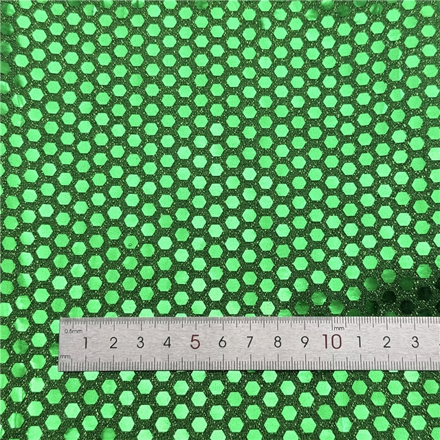 gold and silver wire hexagon sequins fabric