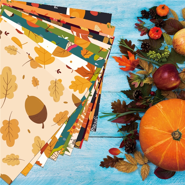 autumn thanksgiving pumpkin leaf gift packaging paper set