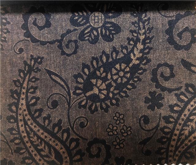 geometric cashew pattern printed suede fabric