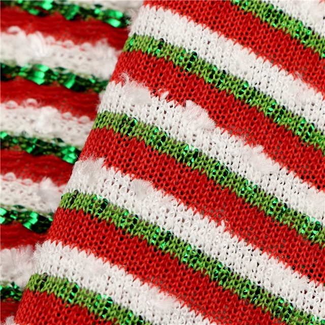2 ways christmas colored gold striped jacquard knitted fabric