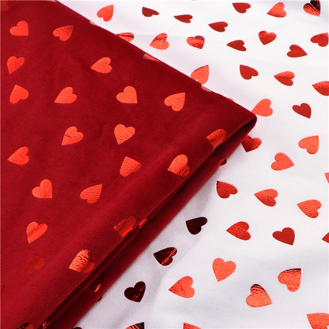 red hot stamping heart short plush fabric white,50*150cm(19.7*59.1
