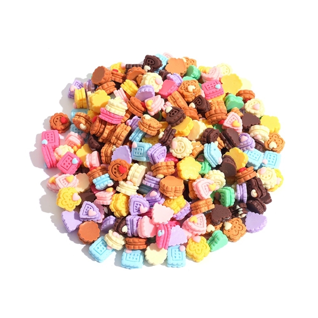 resin heart flower biscuit Mini 3d resin accessories(Random style)