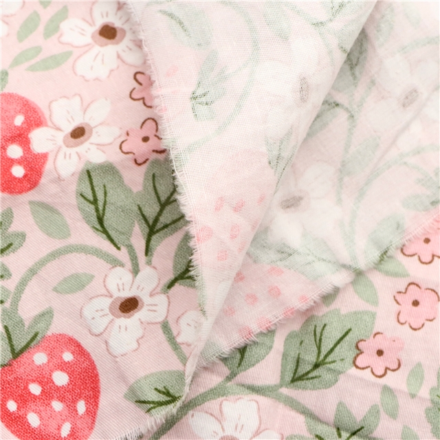 flower strawberry 21 cotton twill bottom watermark fabric