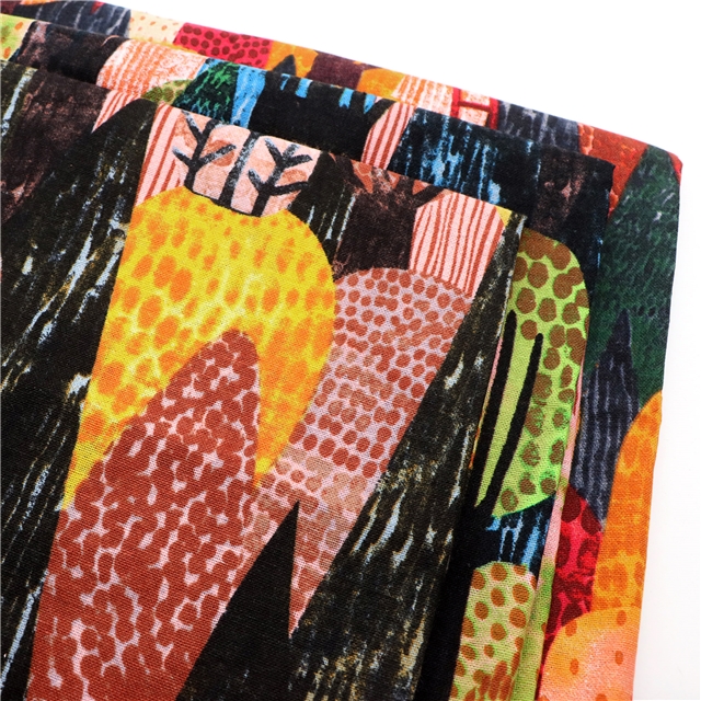 reactive printed cotton linen printed fabric