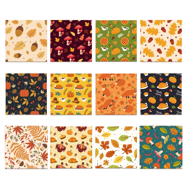 autumn thanksgiving pumpkin leaf gift packaging paper set