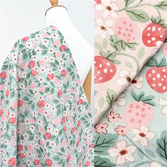 flower strawberry 21 cotton twill bottom watermark fabric