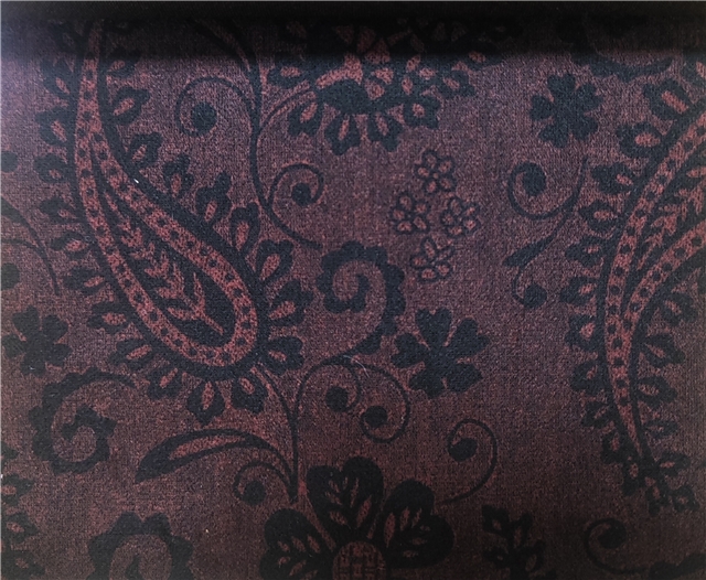 geometric cashew pattern printed suede fabric