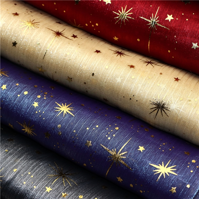 hot stamping star bright silk crepe organza fabric