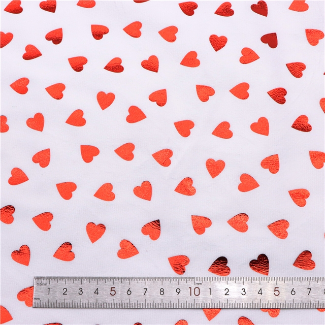 red hot stamping heart short plush fabric white,50*150cm(19.7*59.1