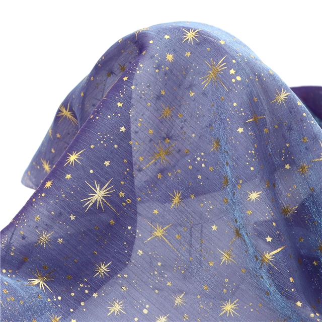 hot stamping star bright silk crepe organza fabric