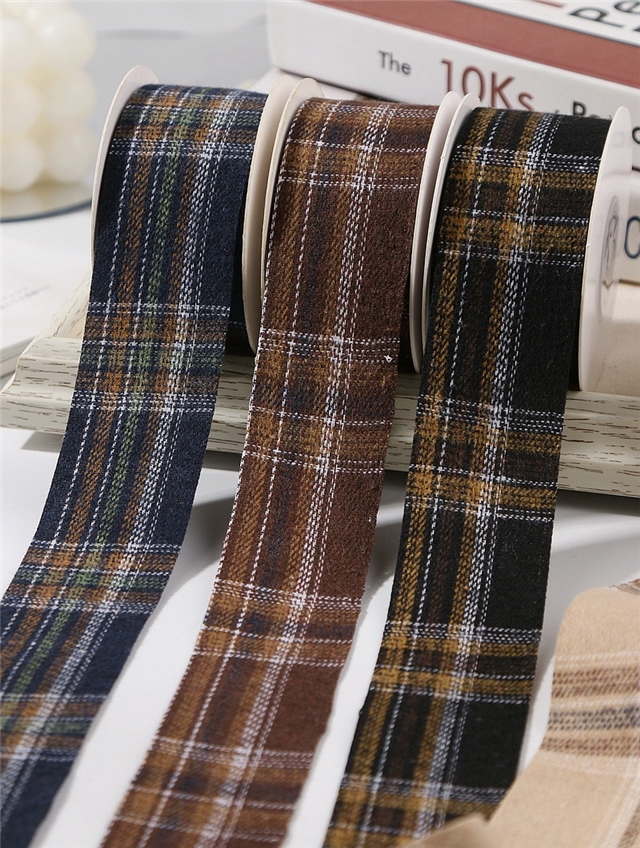 color blocked single-sided plush grid woven tape