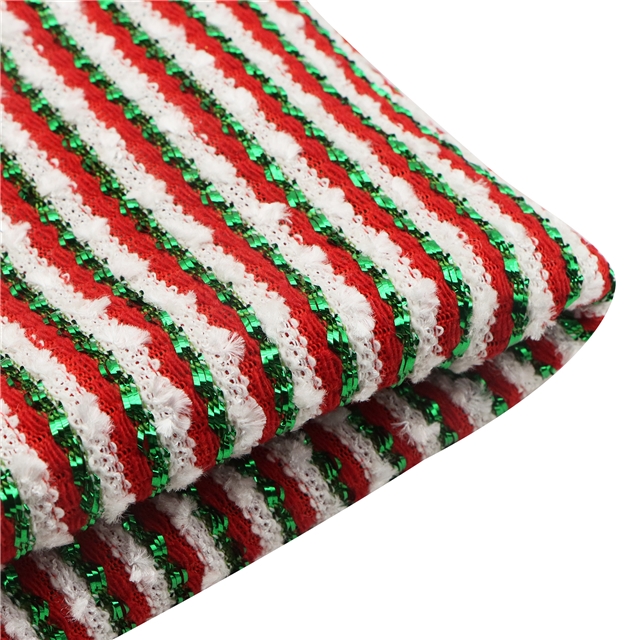 2 ways christmas colored gold striped jacquard knitted fabric