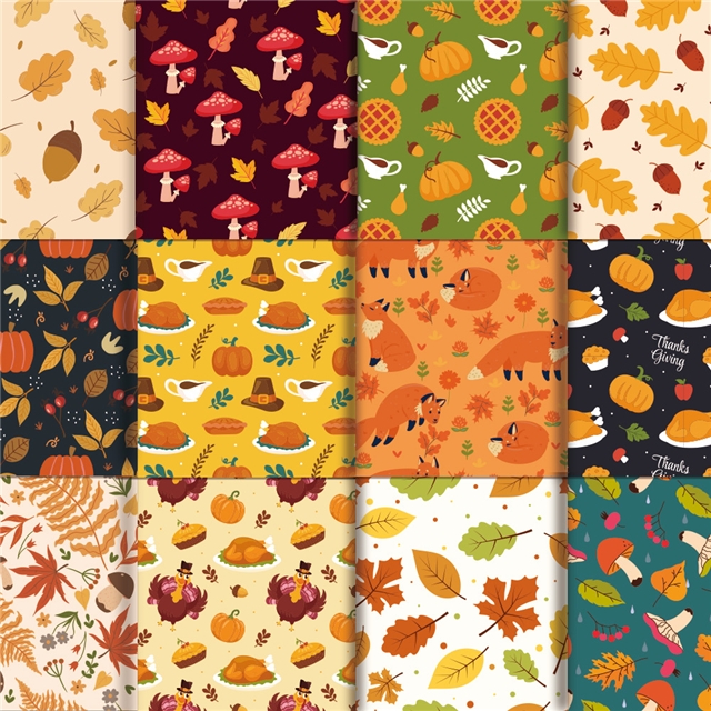 autumn thanksgiving pumpkin leaf gift packaging paper set