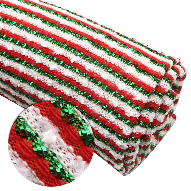 2 ways christmas colored gold striped jacquard knitted fabric