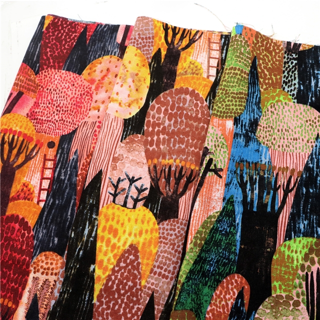 reactive printed cotton linen printed fabric