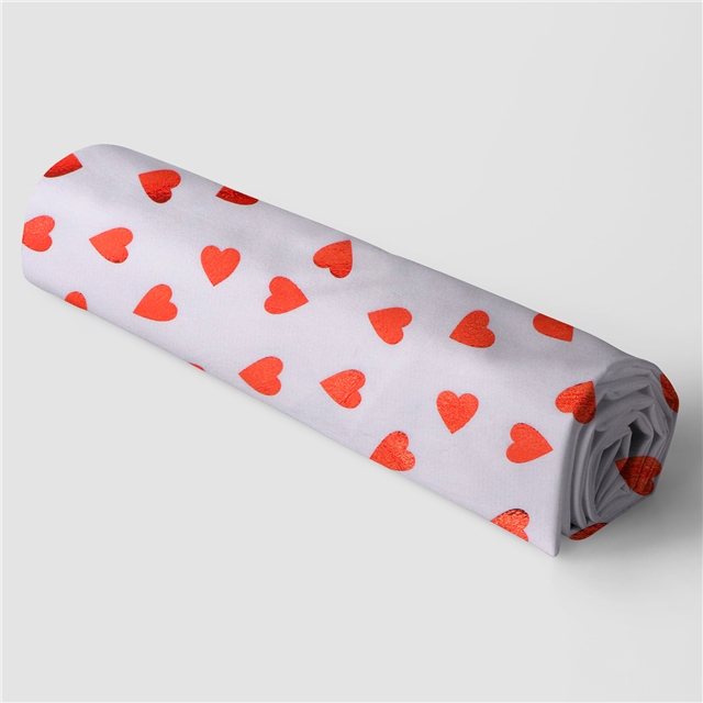 red hot stamping heart short plush fabric white,50*150cm(19.7*59.1