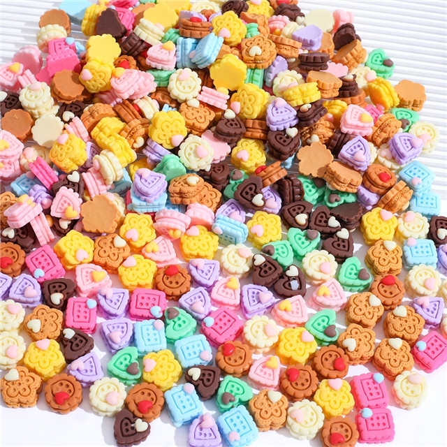 resin heart flower biscuit Mini 3d resin accessories(Random style)