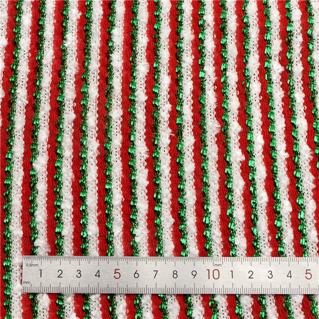 2 ways christmas colored gold striped jacquard knitted fabric