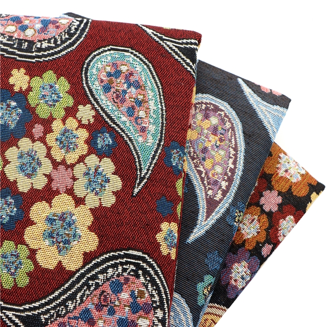 cashew flower polyester cotton yarn dyed jacquard fabric