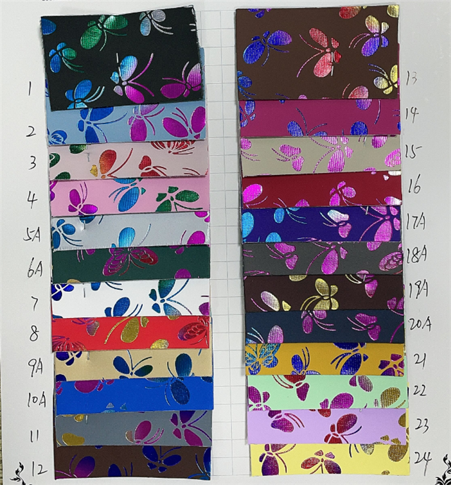 synthetic leather colourful gold hot stamping butterfly synthetic leather