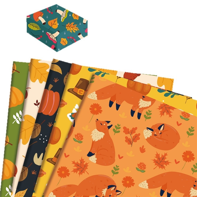 autumn thanksgiving pumpkin leaf gift packaging paper set