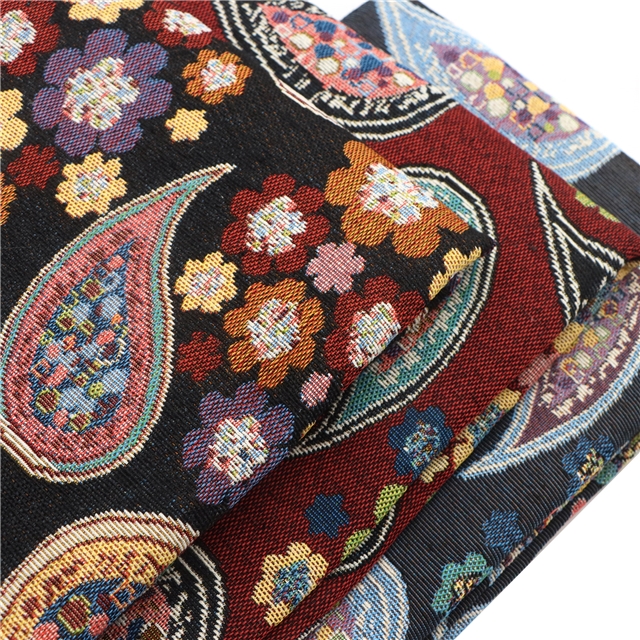 cashew flower polyester cotton yarn dyed jacquard fabric