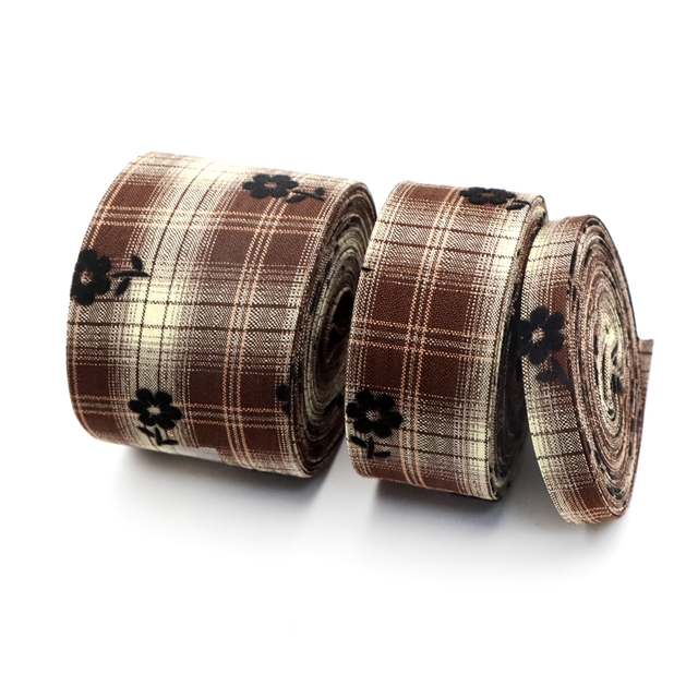 velvet flower plaid layering cloth ribbons set (3 rolls/set,5 yards/roll)