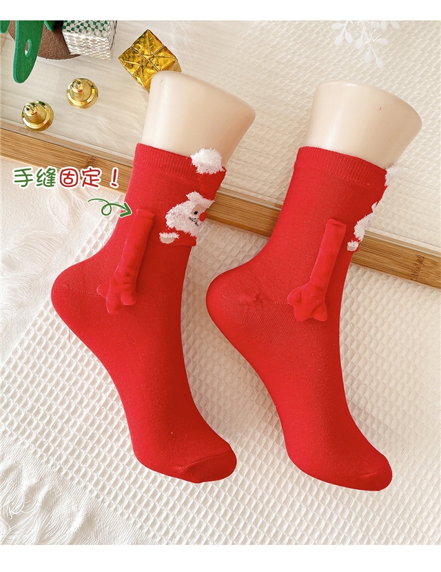 free size cotton christmas magnetic hand in hand socks