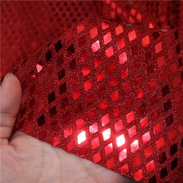two way micro elasticity rhombus sequin gold and silver wire needle woven fabric