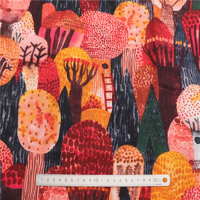 reactive printed cotton linen printed fabric