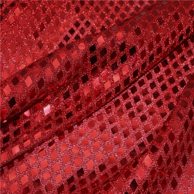 two way micro elasticity rhombus sequin gold and silver wire needle woven fabric