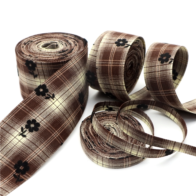 velvet flower plaid layering cloth ribbons set (3 rolls/set,5 yards/roll)