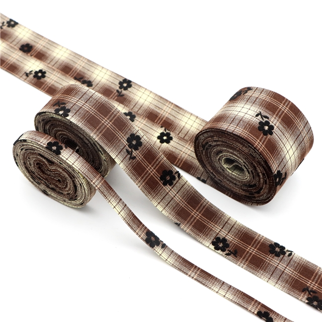 velvet flower plaid layering cloth ribbons set (3 rolls/set,5 yards/roll)