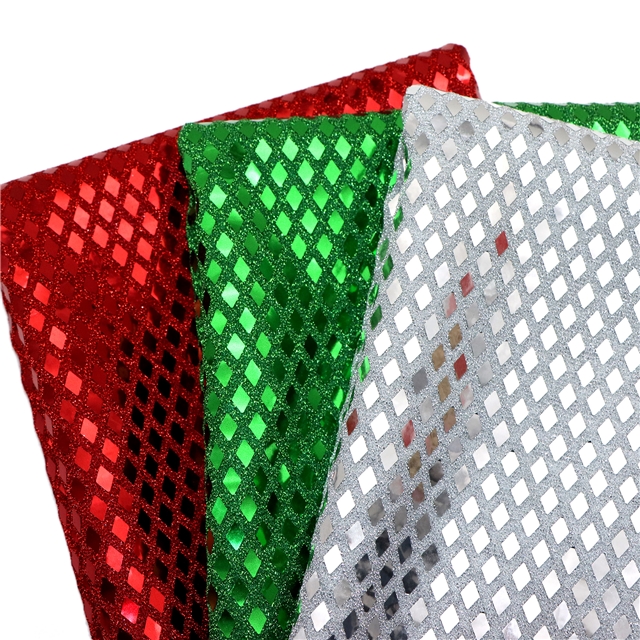two way micro elasticity rhombus sequin gold and silver wire needle woven fabric