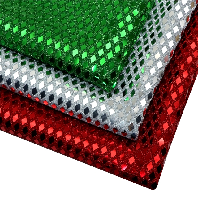 two way micro elasticity rhombus sequin gold and silver wire needle woven fabric